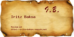 Iritz Baksa névjegykártya